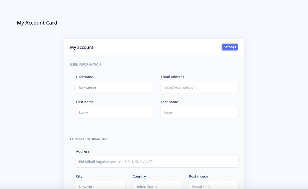 My Account Card