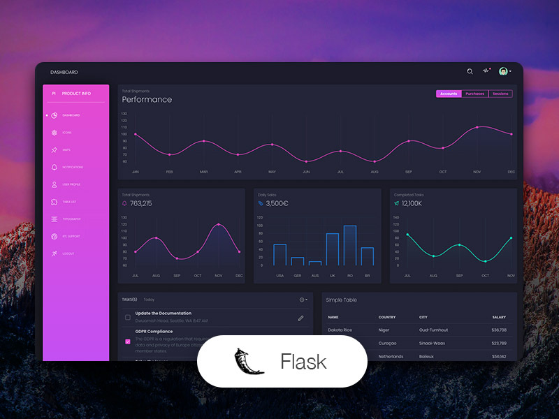 Black Dashboard Flask Image