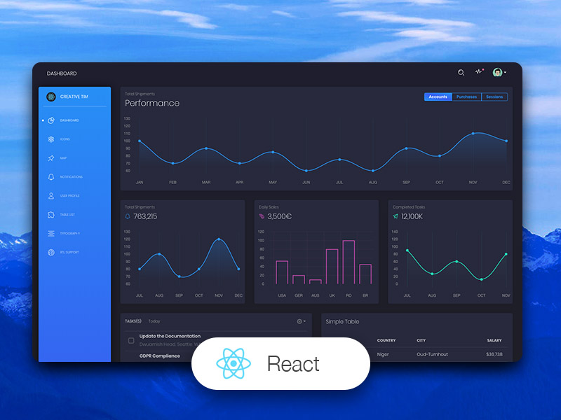 Black Dashboard React Image