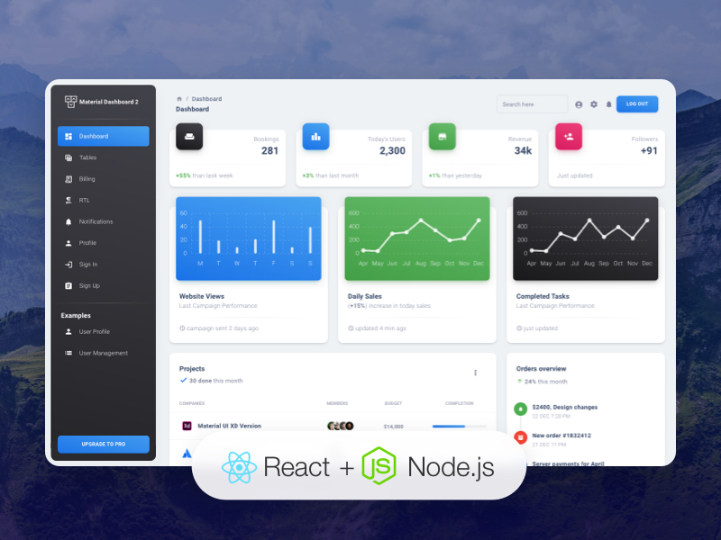 Material Dashboard React Nodejs Image
