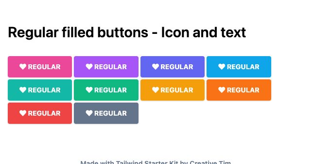 TailwindCSS Regular Filled Buttons - Icon and Text
