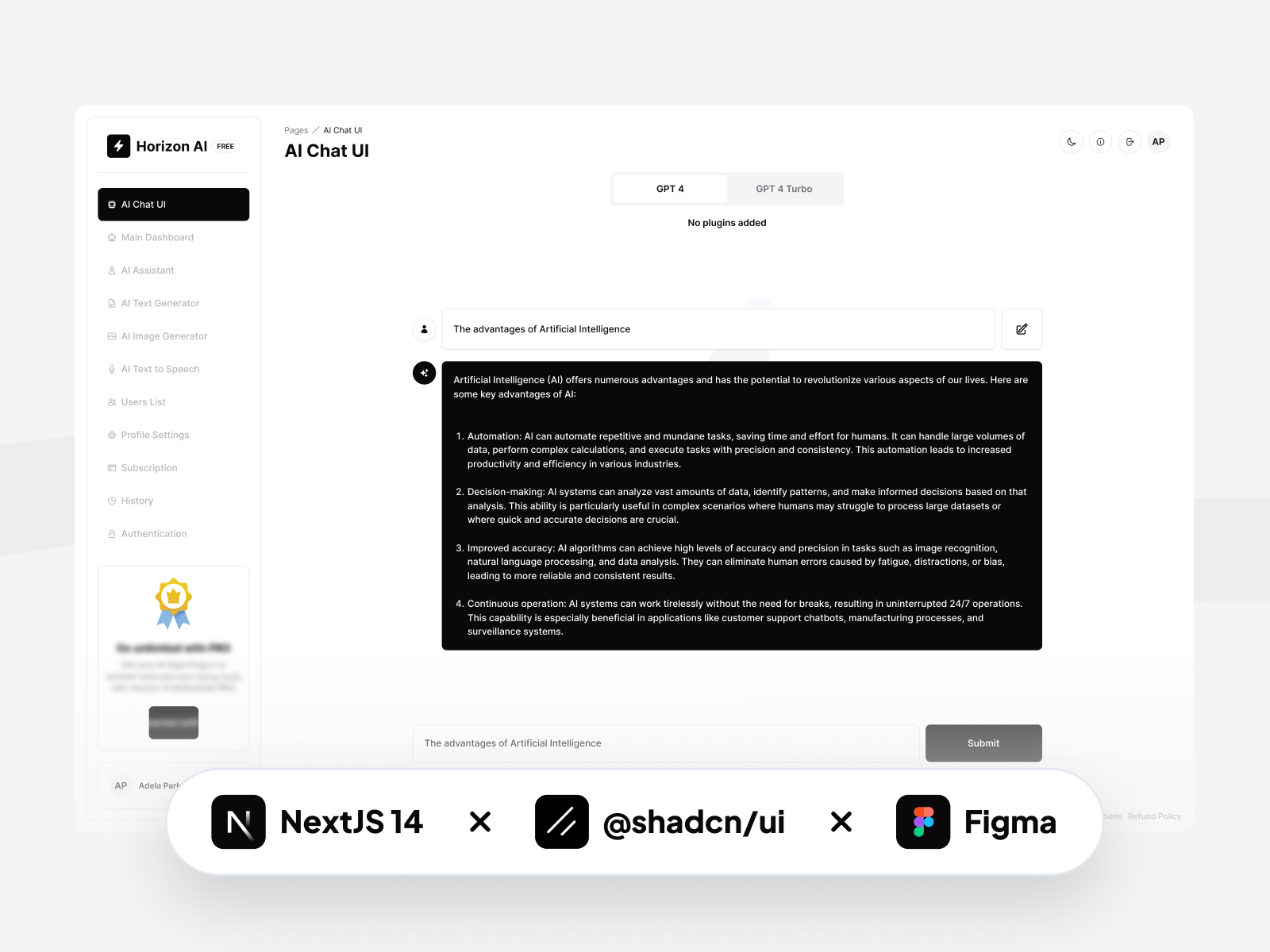 Horizon AI Boilerplate - NextJS + Figma Image